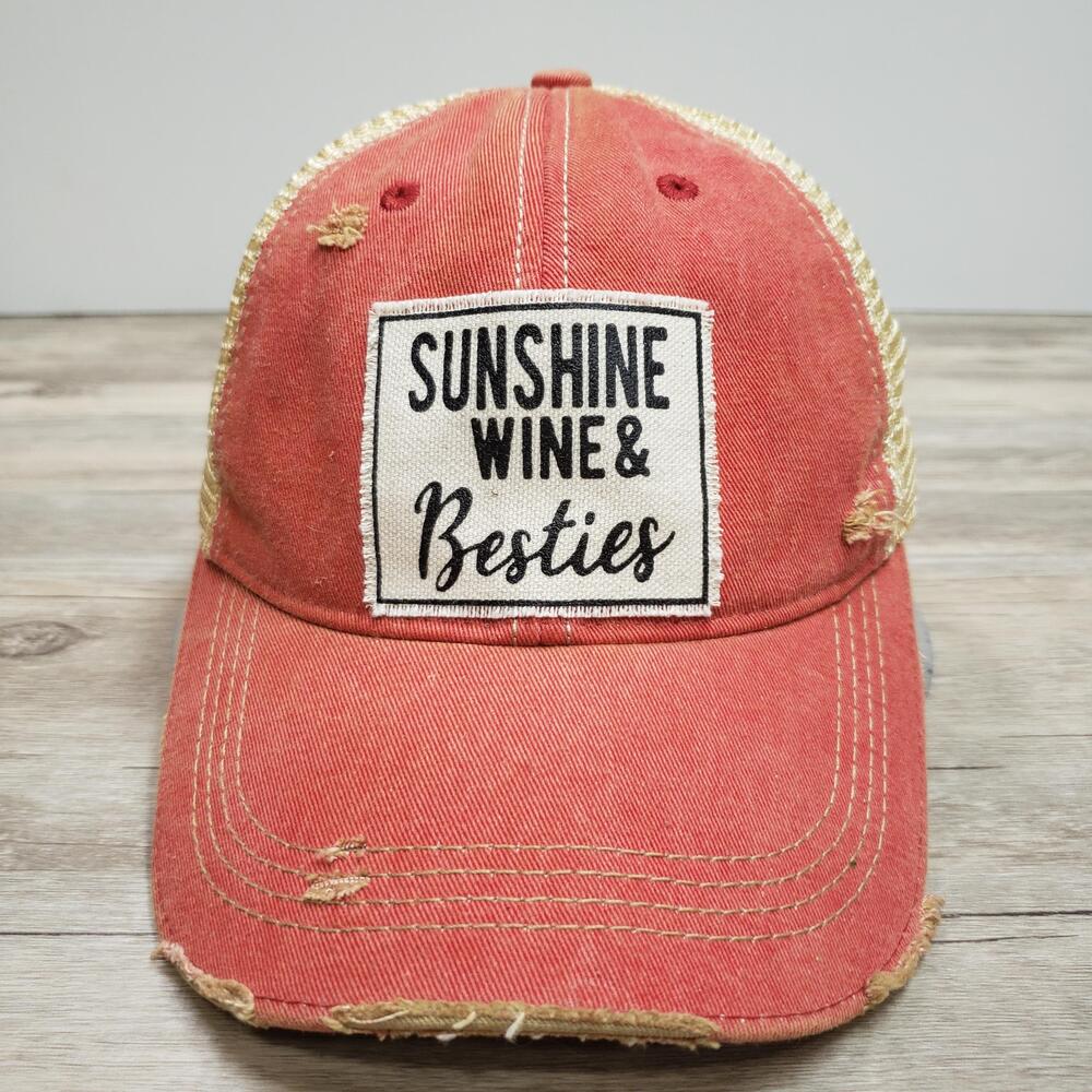 Headmost Hat Cap Snap Back One Size Red Trucker Sunshine Wine & Besties Womens